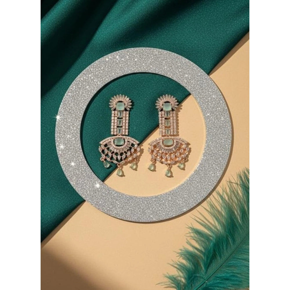 Amfyn Women's Brass Silver Plated Drop Earrings (Turquoise)