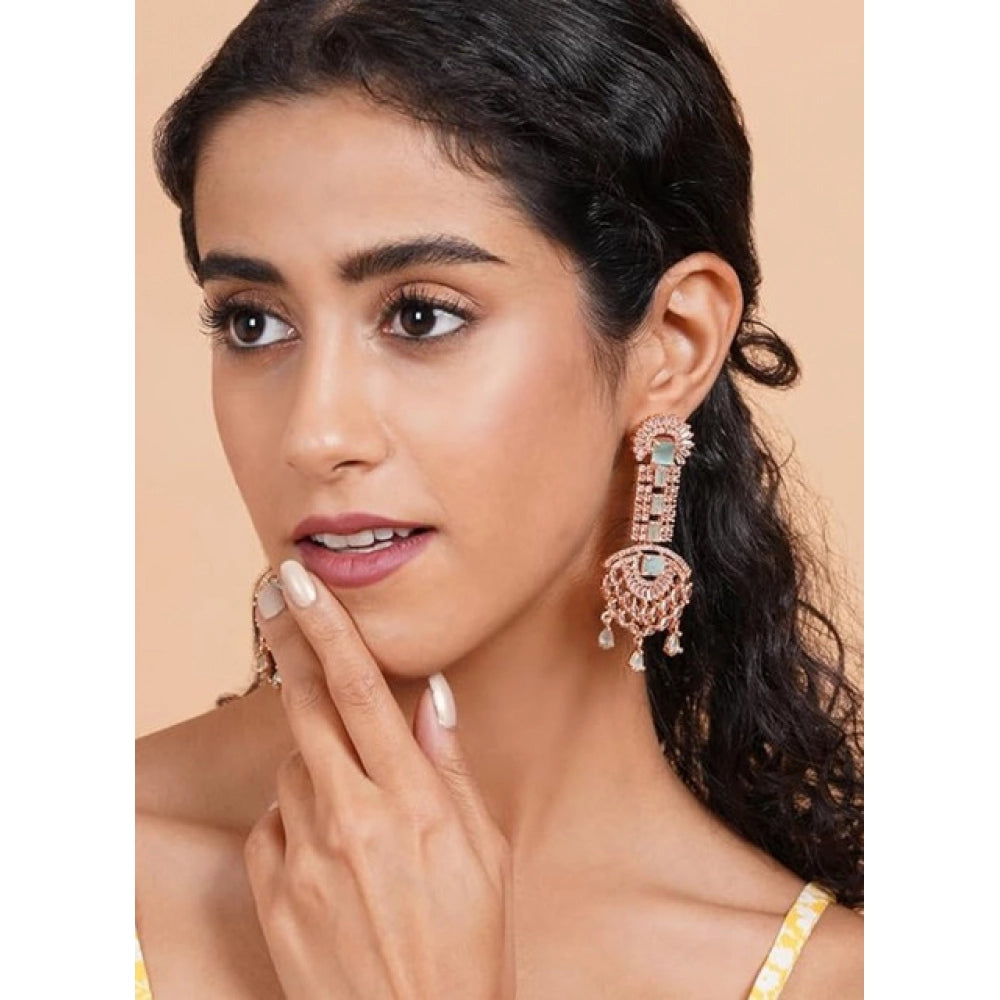 Amfyn Women's Brass Silver Plated Drop Earrings (Turquoise)