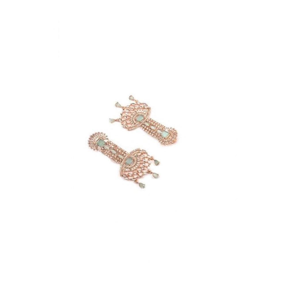 Amfyn Women's Brass Silver Plated Drop Earrings (Turquoise)