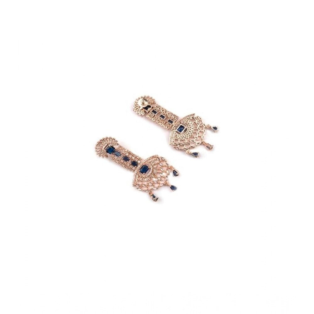 Amfyn Women's Brass Silver Plated Drop Earrings (Blue)