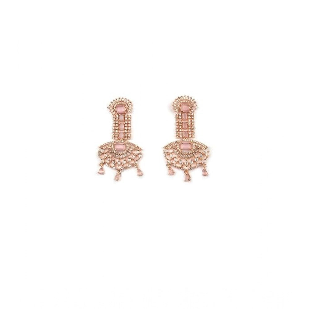 Amfyn Women's Brass Silver Plated Drop Earrings (Pink)