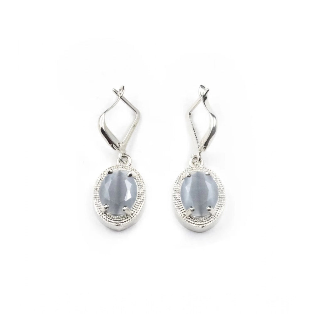Amfyn Women's Brass Silver Plated Pendant Set (Grey)