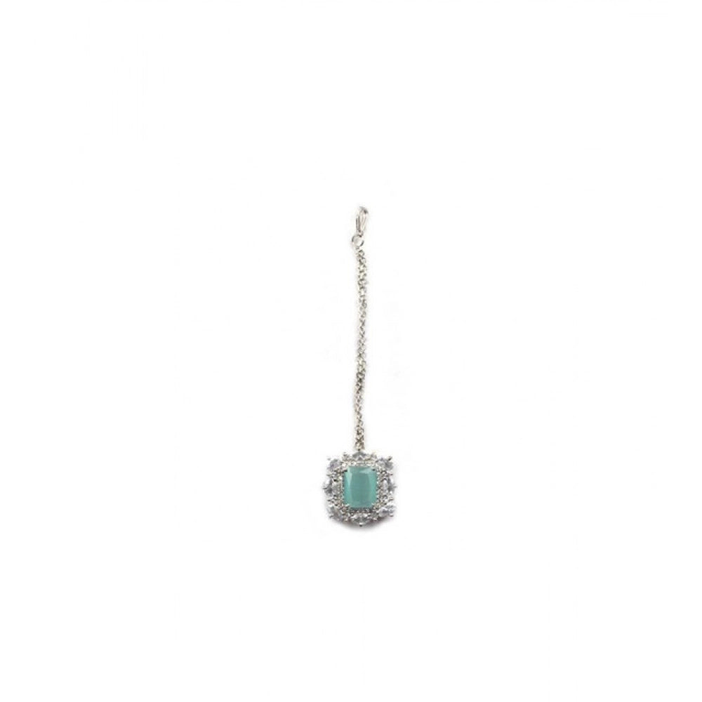 Amfyn Women's Brass Silver Plated Pendant Set (Mint)