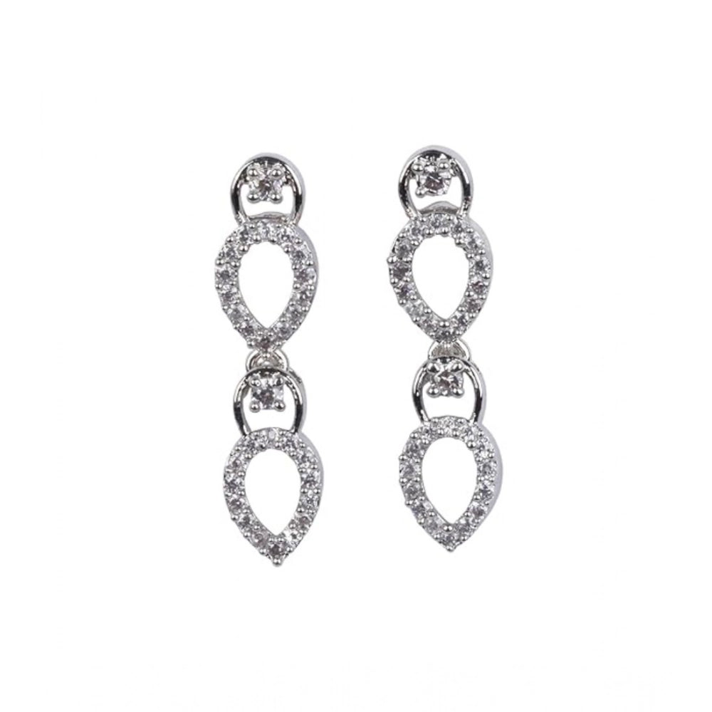 Amfyn Women's Brass Silver Plated Necklace set (Silver)