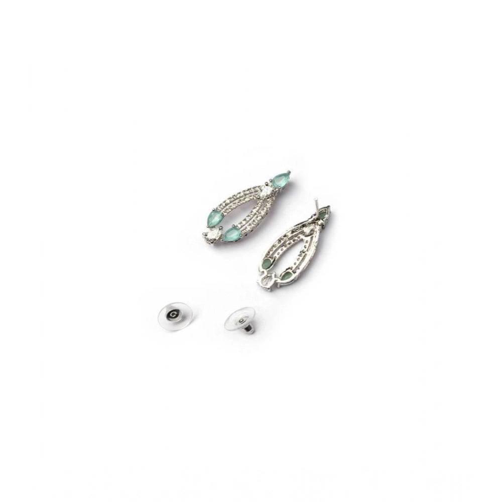 Amfyn Women's Brass Silver Plated Necklace set (Turquoise)