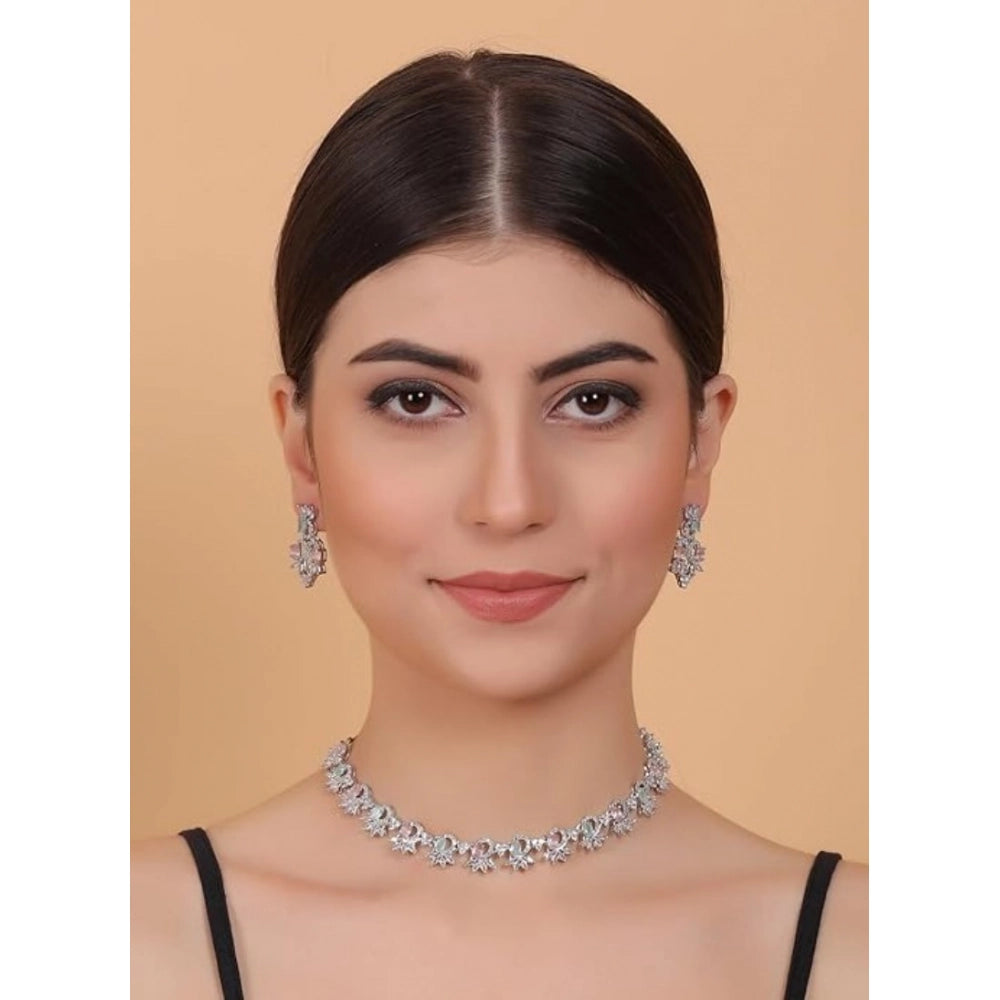 Amfyn Women's Brass Silver Plated Necklace set (Multicolor)