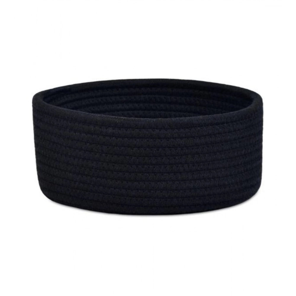 Amfyn Cotton 8x3 Inch Round 1 Pcs Bedside Organizer With Out Lid (Black)