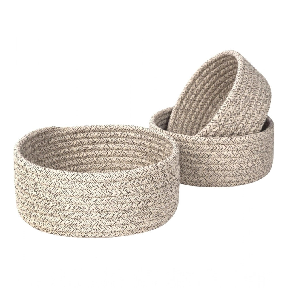Amfyn Cotton 8x3 Inch Kidi Round 3 Set Bedside Organizer With Out Lid (Kidi)