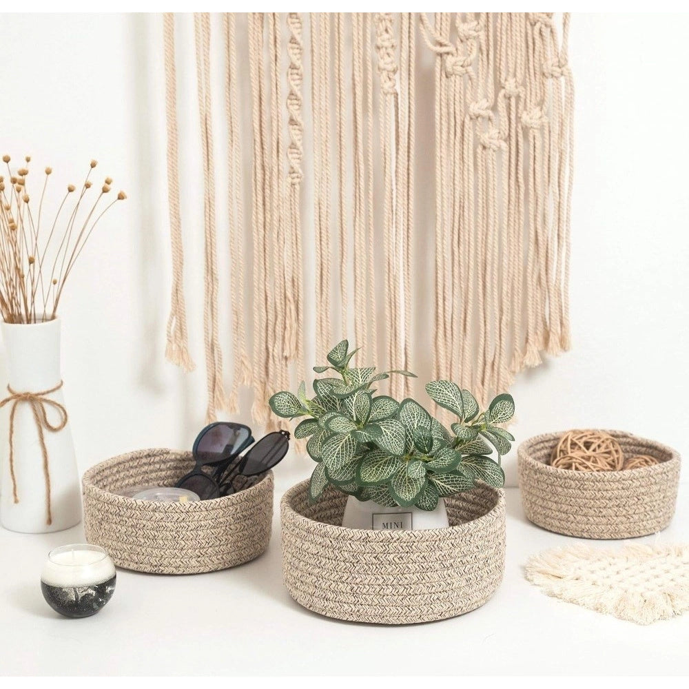 Amfyn Cotton 8x3 Inch Kidi Round 3 Set Bedside Organizer With Out Lid (Kidi)