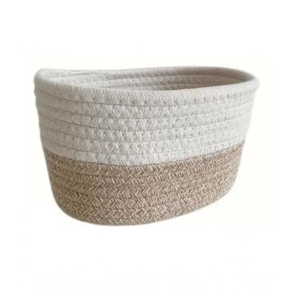Amfyn Cotton Pack Of_1 Bathroom Storage Basket For Clothes (White)