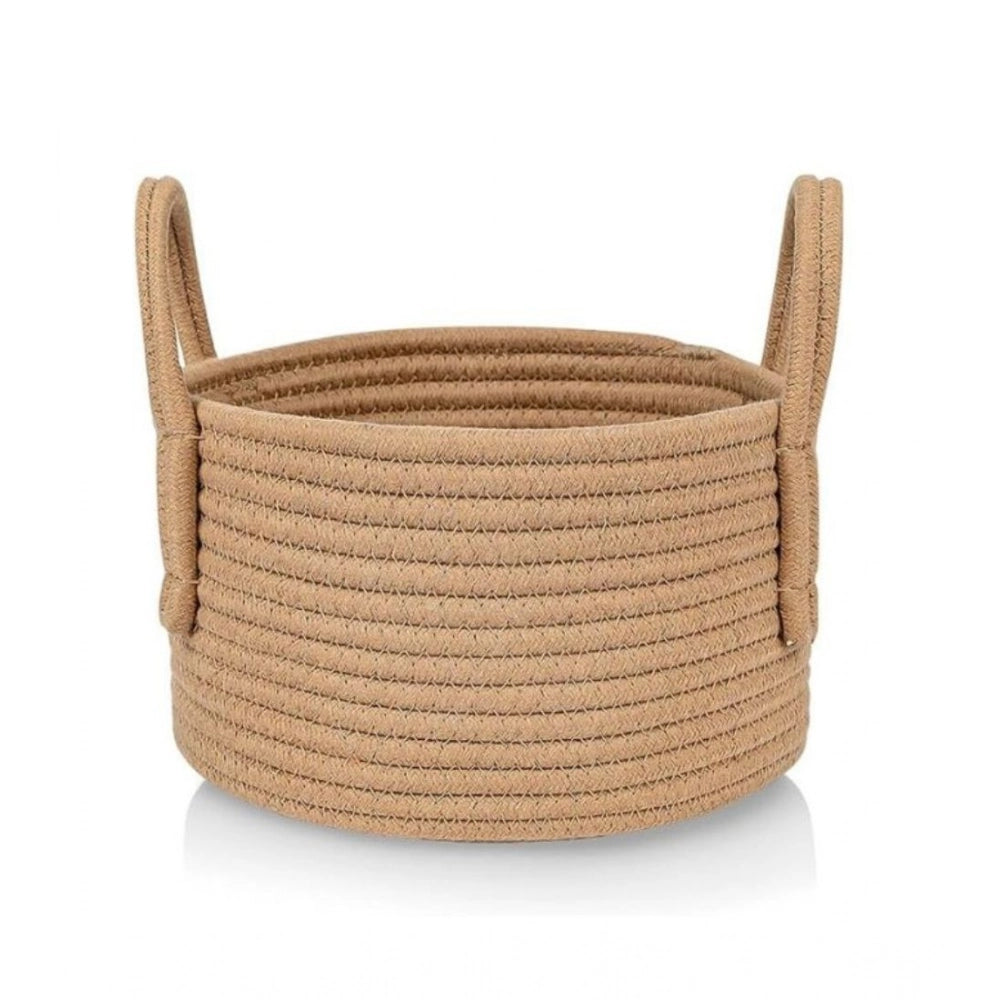Amfyn Cotton Pack Of_1 Basket 7x5 Inch Storage Basket For Clothes (Beige)