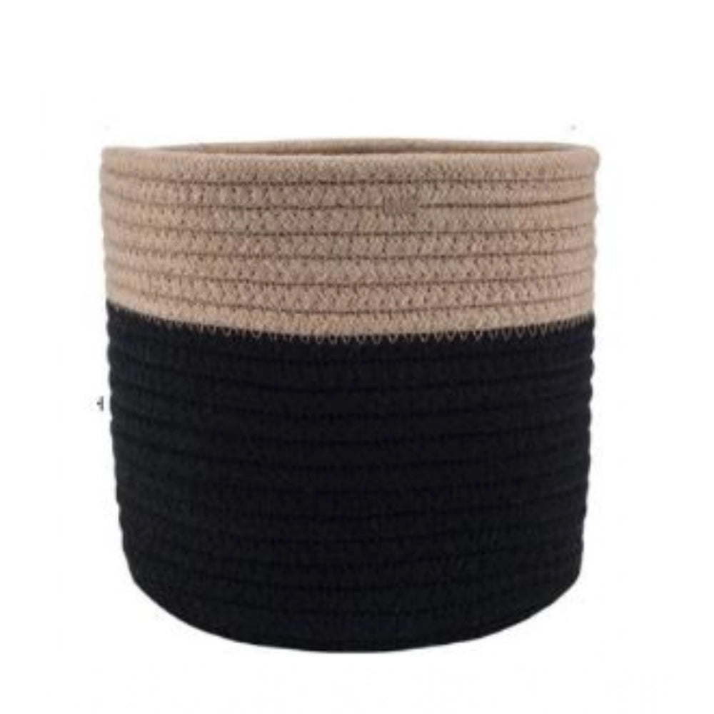 Amfyn Cotton Flower Pot With Out Lid (Beige-Black)