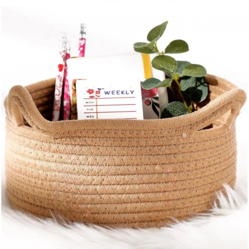 Amfyn Cotton Pack Of_1 Cat Basket 8x4 Inch Storage Basket For Clothes (Beige)