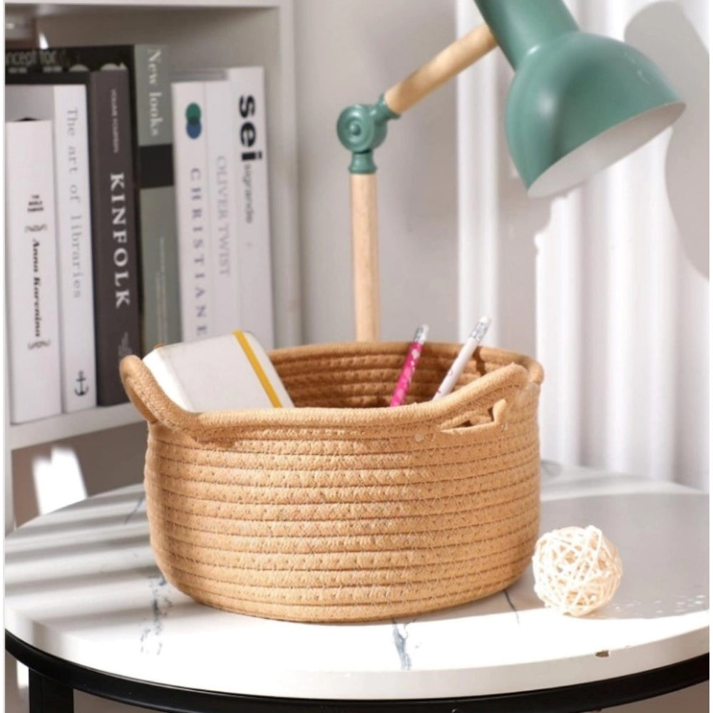 Amfyn Cotton Pack Of_1 Cat Basket 8x4 Inch Storage Basket For Clothes (Beige)