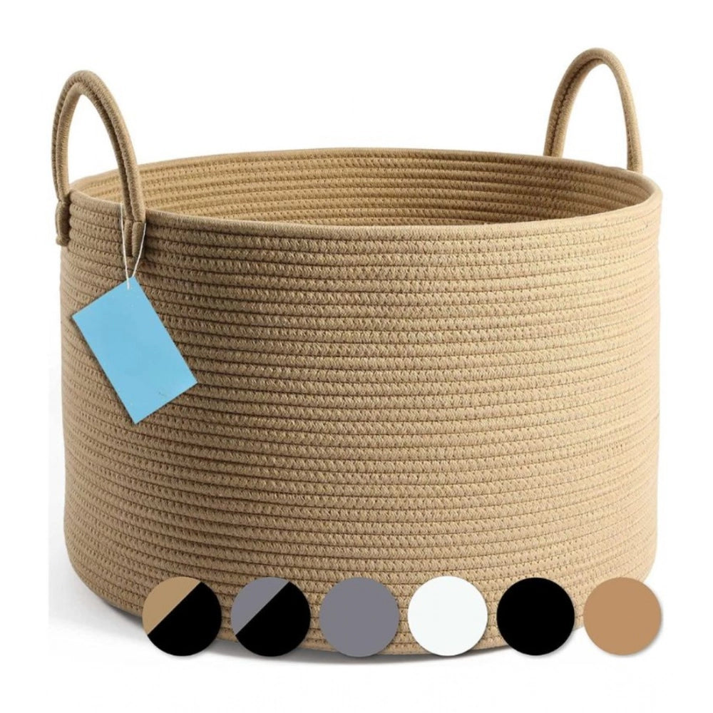 Amfyn Cotton Pack Of_1 14x12 Inch Laundry Storage Basket For Clothes (Beige)