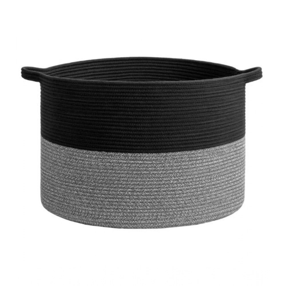 Amfyn Cotton Pack Of_1 16x14 Inch Storage Basket For Clothes With Out Lid (Black-Gray)