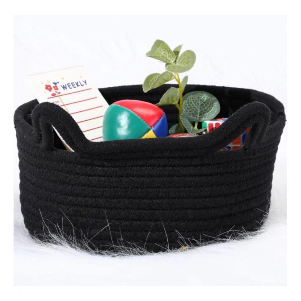 Amfyn Cotton Pack Of_1 Cat Basket 8x4 Inch Storage Basket For Clothes (Black)