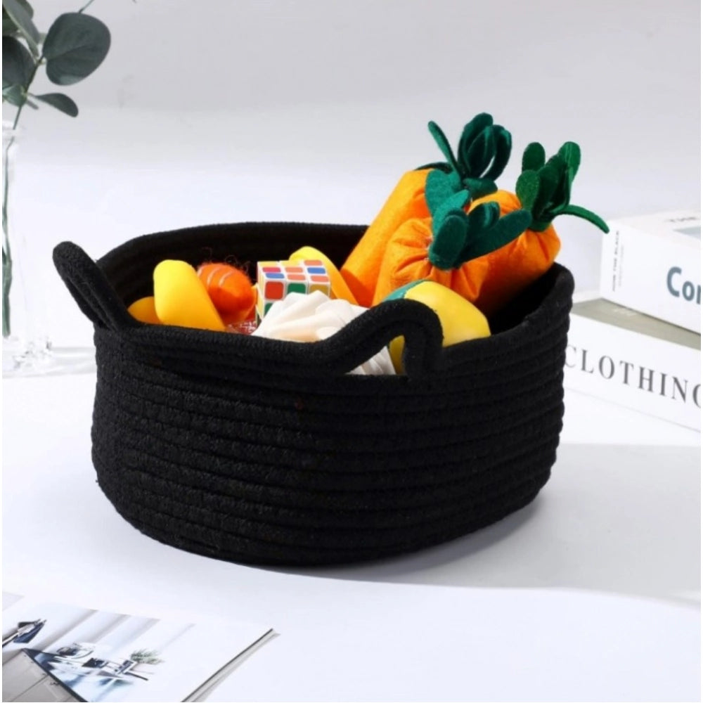 Amfyn Cotton Pack Of_1 Cat Basket 8x4 Inch Storage Basket For Clothes (Black)
