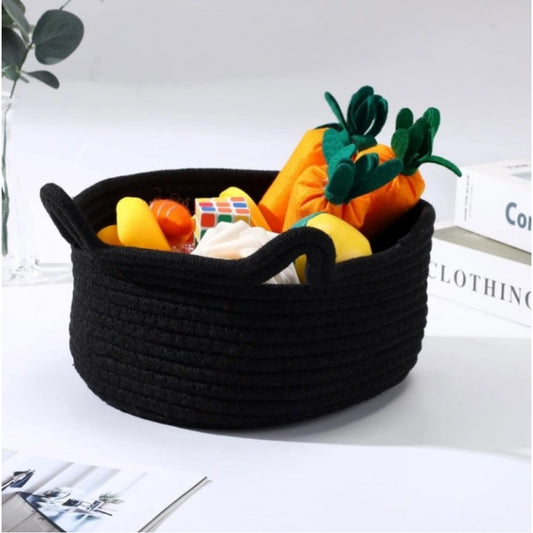 Amfyn Cotton Pack Of_1 Cat Basket 8x4 Inch Storage Basket For Clothes (Black)