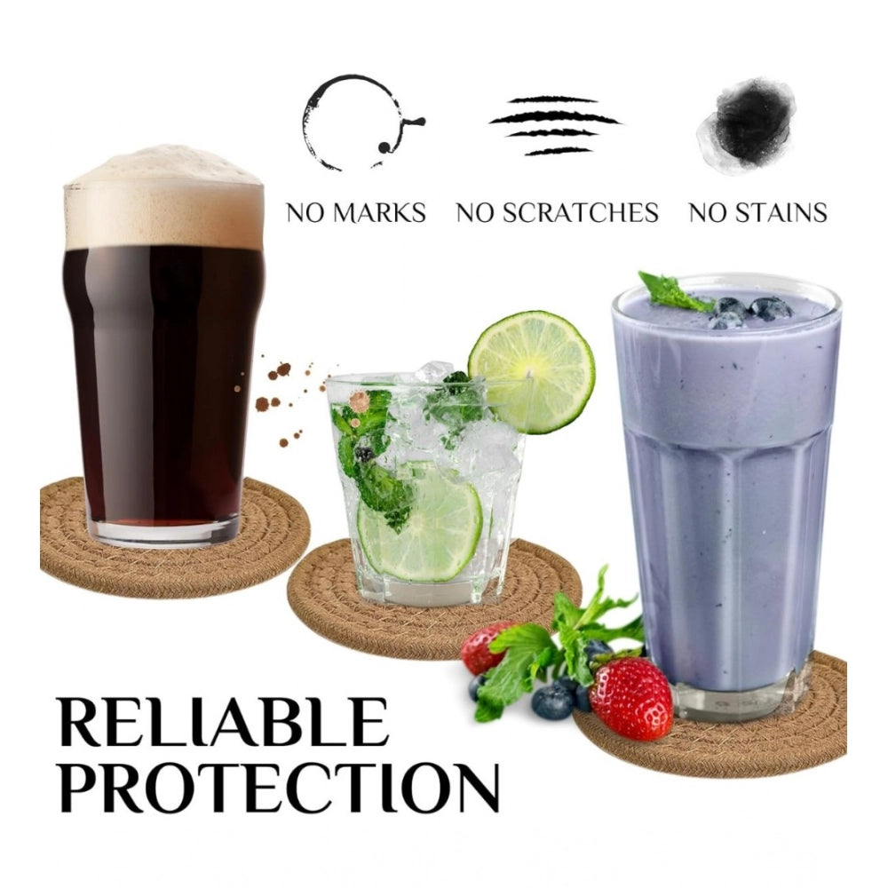 Amfyn Cotton Pack Of_2 Rope Drink Coasters 4 Pcs Set (Beige)
