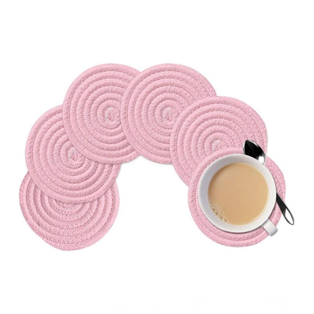 Amfyn Cotton Rope Drink Coasters 6 Pcs Set (Baby-Pink)