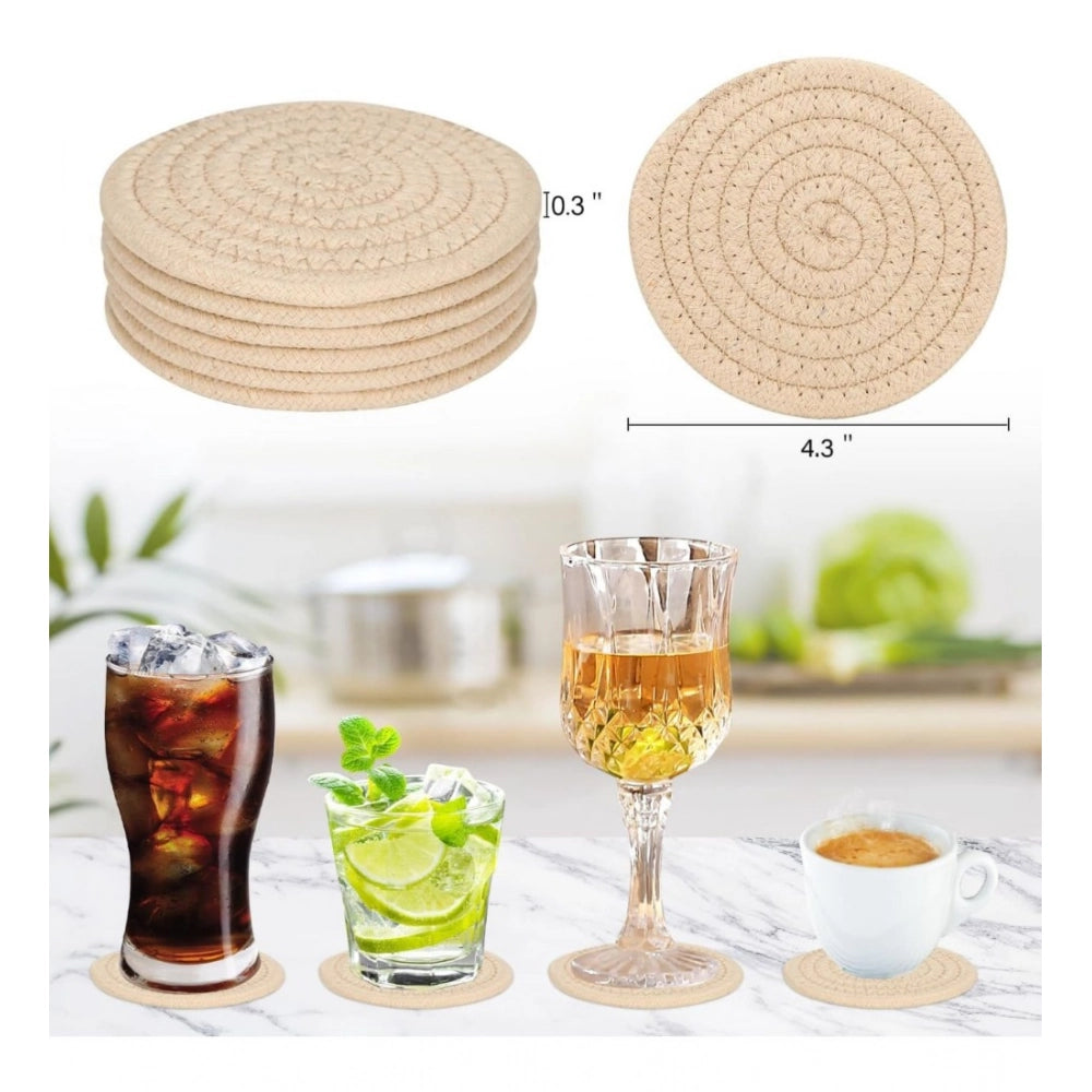 Amfyn Cotton Rope Drink Coasters 6 Pcs Set (Cream)