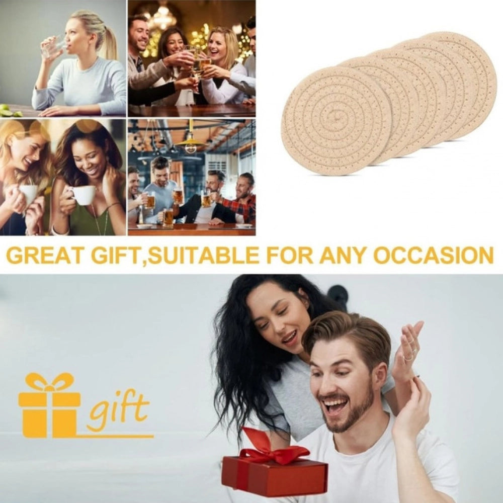 Amfyn Cotton Rope Drink Coasters 6 Pcs Set (Cream)
