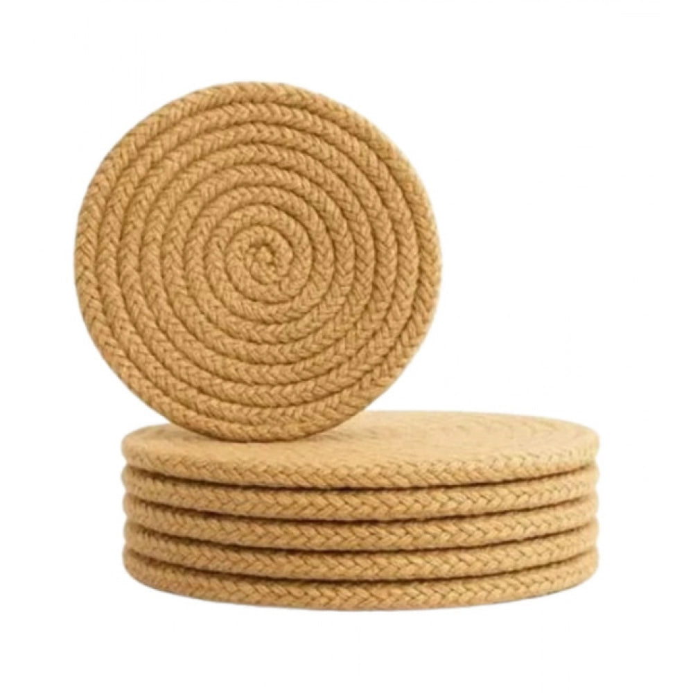 Amfyn Cotton Rope Drink Coasters 6 Pcs Set (Beige)