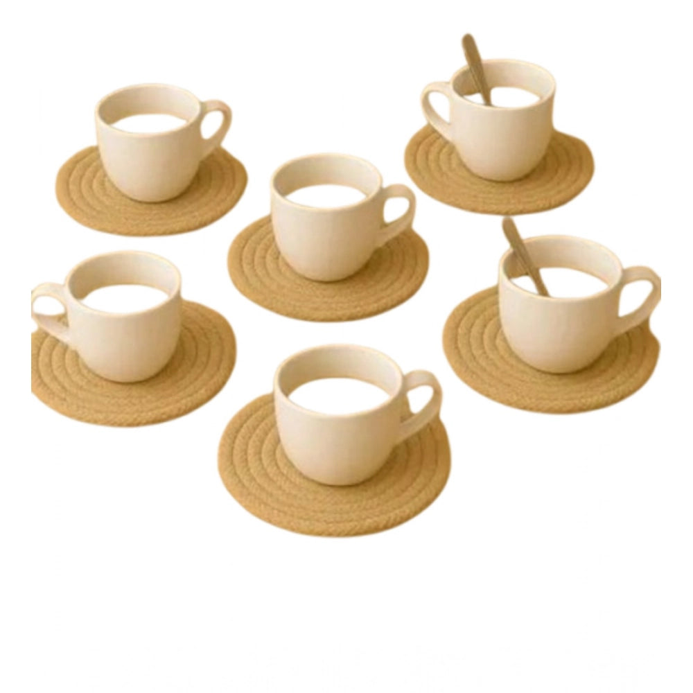 Amfyn Cotton Rope Drink Coasters 6 Pcs Set (Beige)