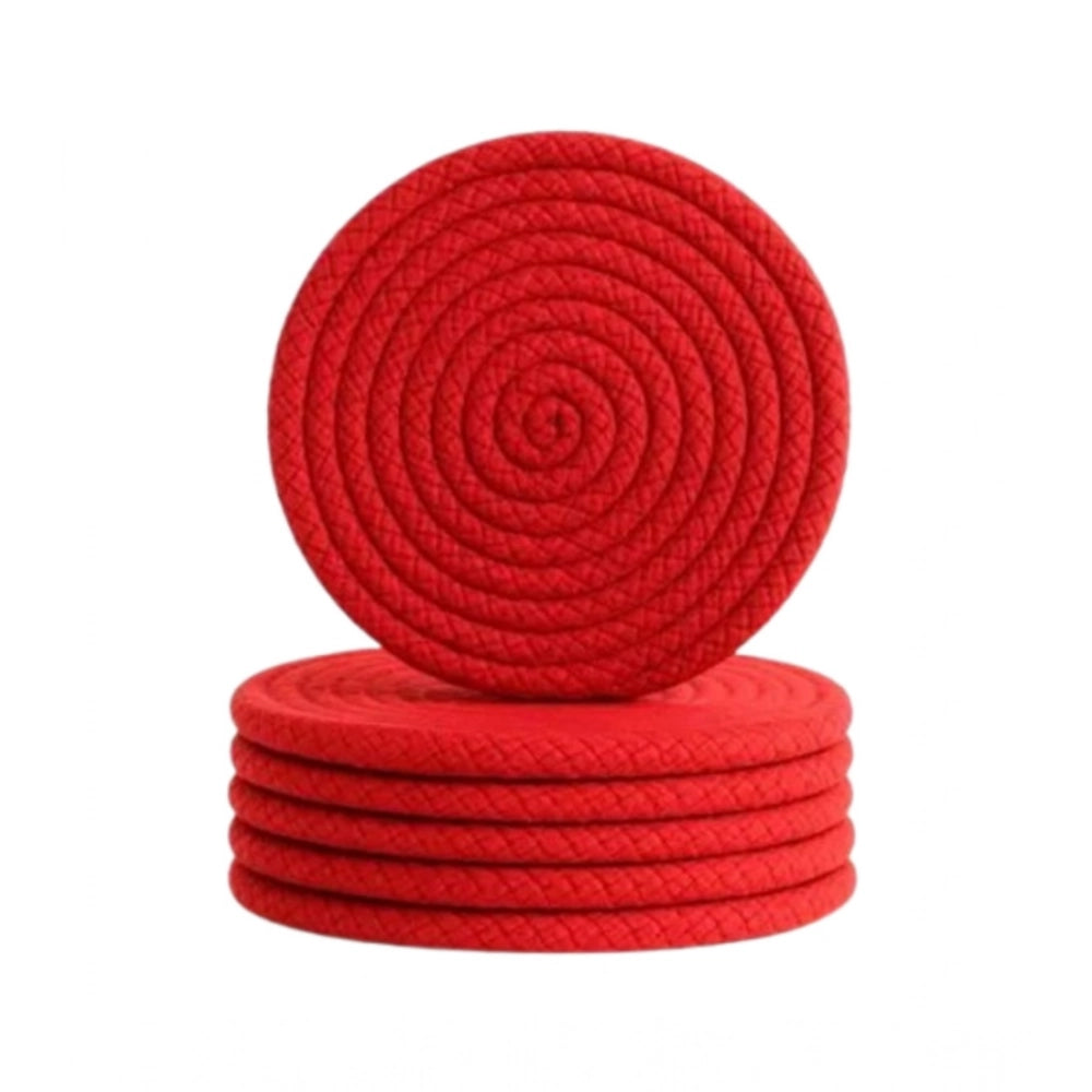 Amfyn Cotton Rope Drink Coasters 6 Pcs Set (Red)