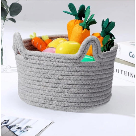 Amfyn Cotton Pack Of_1 Cat Basket 8x4 Inch Storage Basket For Clothes (Grey)