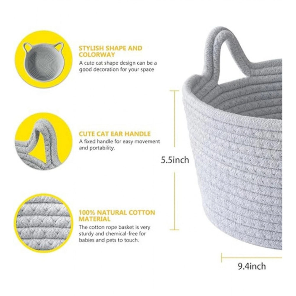 Amfyn Cotton Pack Of_1 Plain Cat Basket 9x5 Inch (Grey)