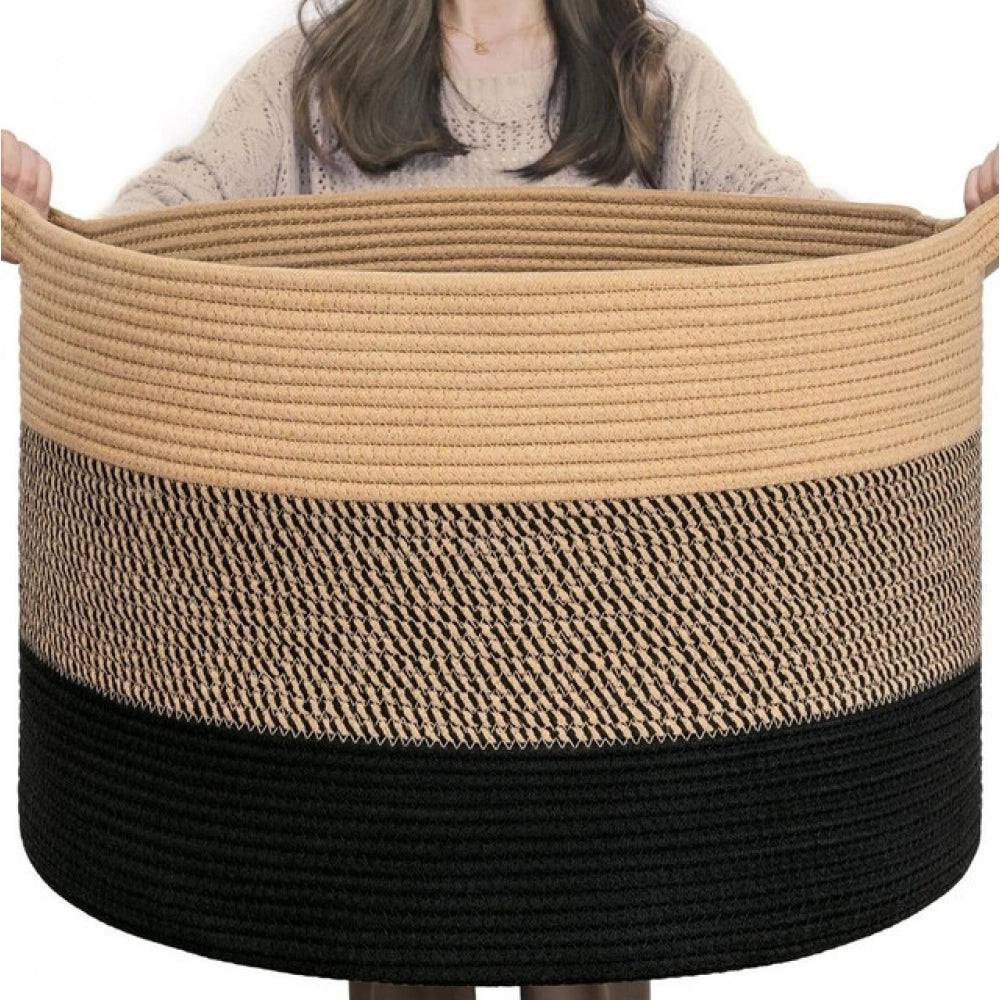 Amfyn Cotton Pack Of_1 Mix 16x14 Inch Storage Basket For Clothes With Out Lid (Multicolor)