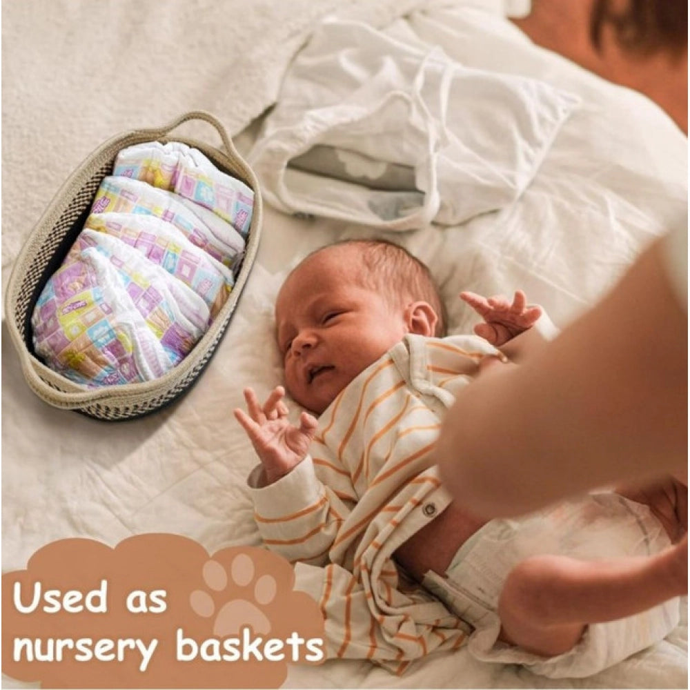 Amfyn Cotton Pack Of_1 Baby Basket 15x6 Inch Storage Basket For Clothes (Brown)
