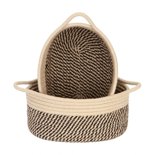 Amfyn Cotton Basket 2 Pcs Storage Basket For Clothes (Brown)