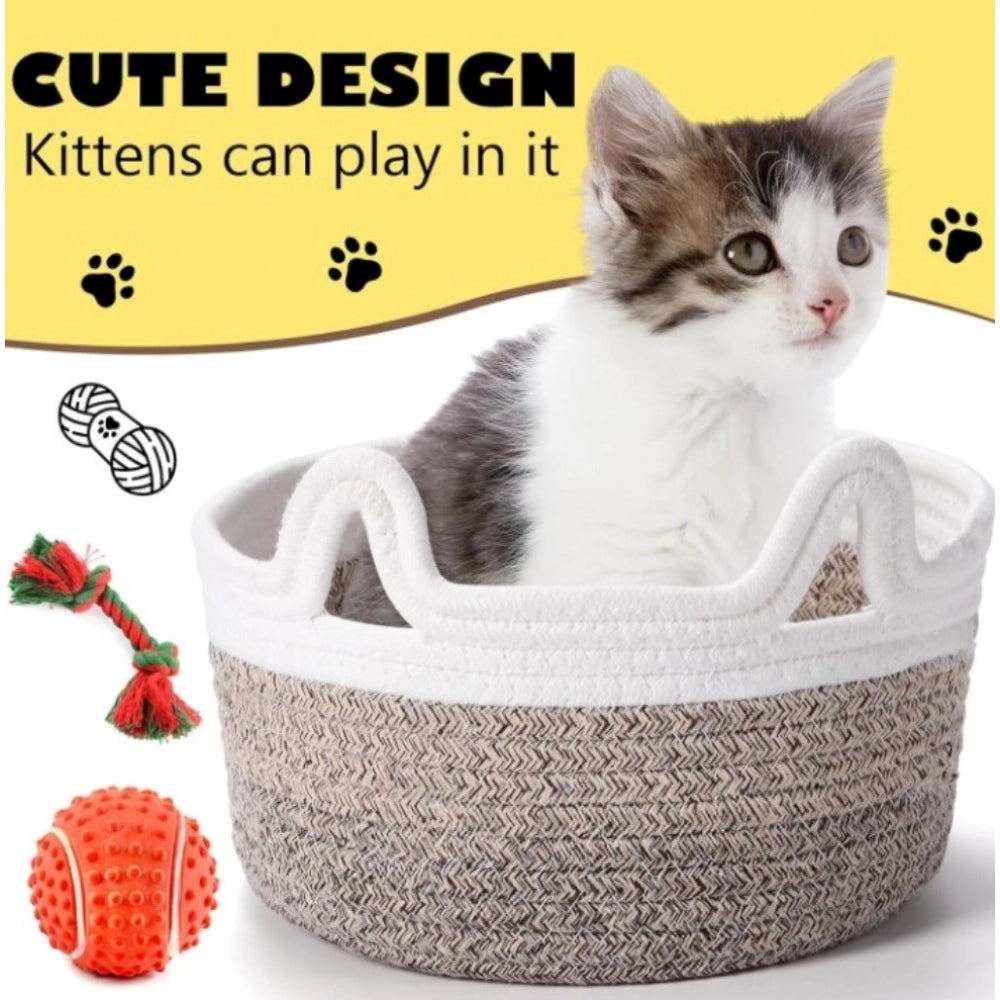 Amfyn Cotton Pack Of_1 Cat Basket 8x4 Inch Storage Basket For Clothes (Multicolor)