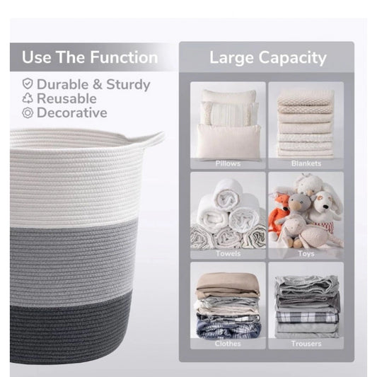 Amfyn Cotton Pack Of_1 12x14 Inch Laundry Storage Basket For Clothes (Multicolor)