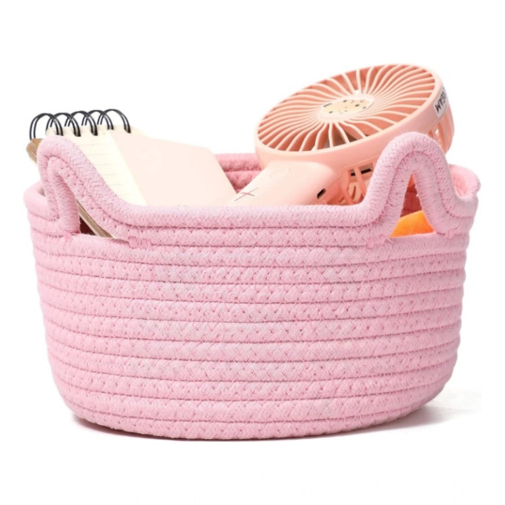 Amfyn Cotton Pack Of_1 Cat Basket 8x4 Inch Storage Basket For Clothes (Pink)