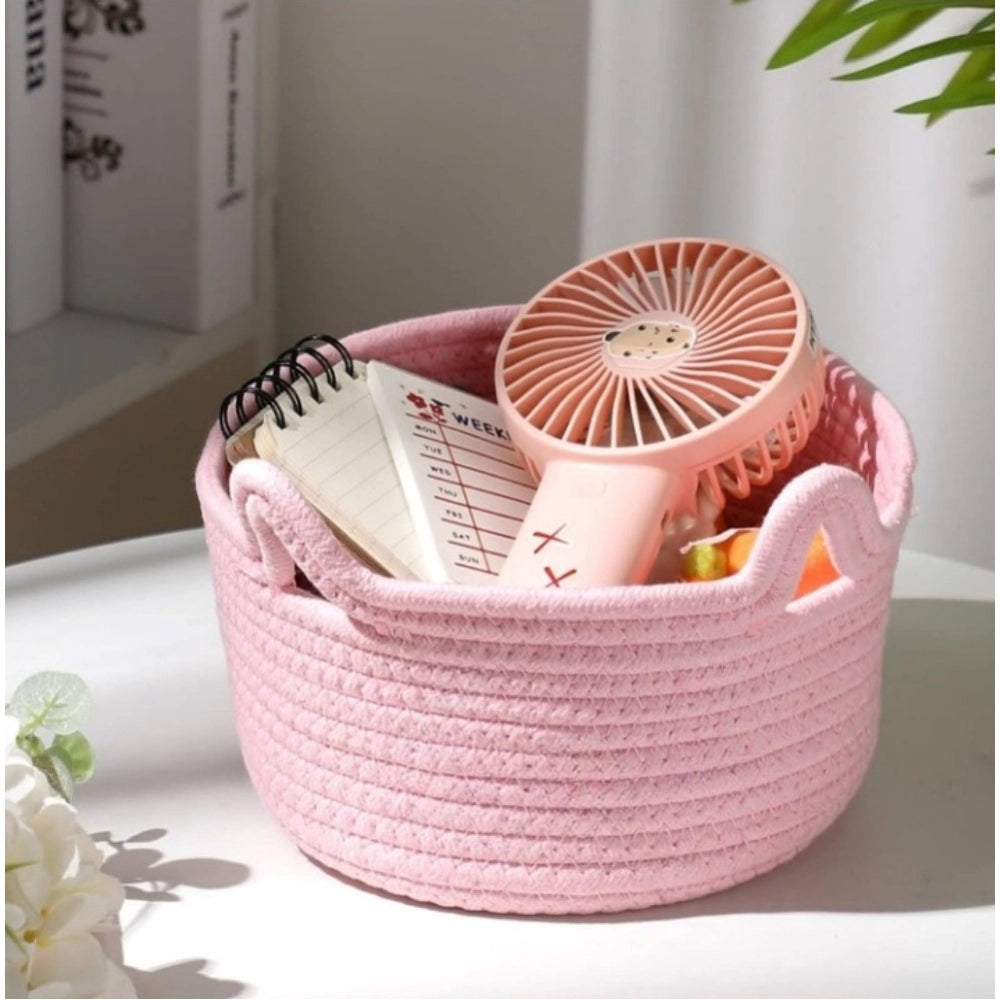 Amfyn Cotton Pack Of_1 Cat Basket 8x4 Inch Storage Basket For Clothes (Pink)