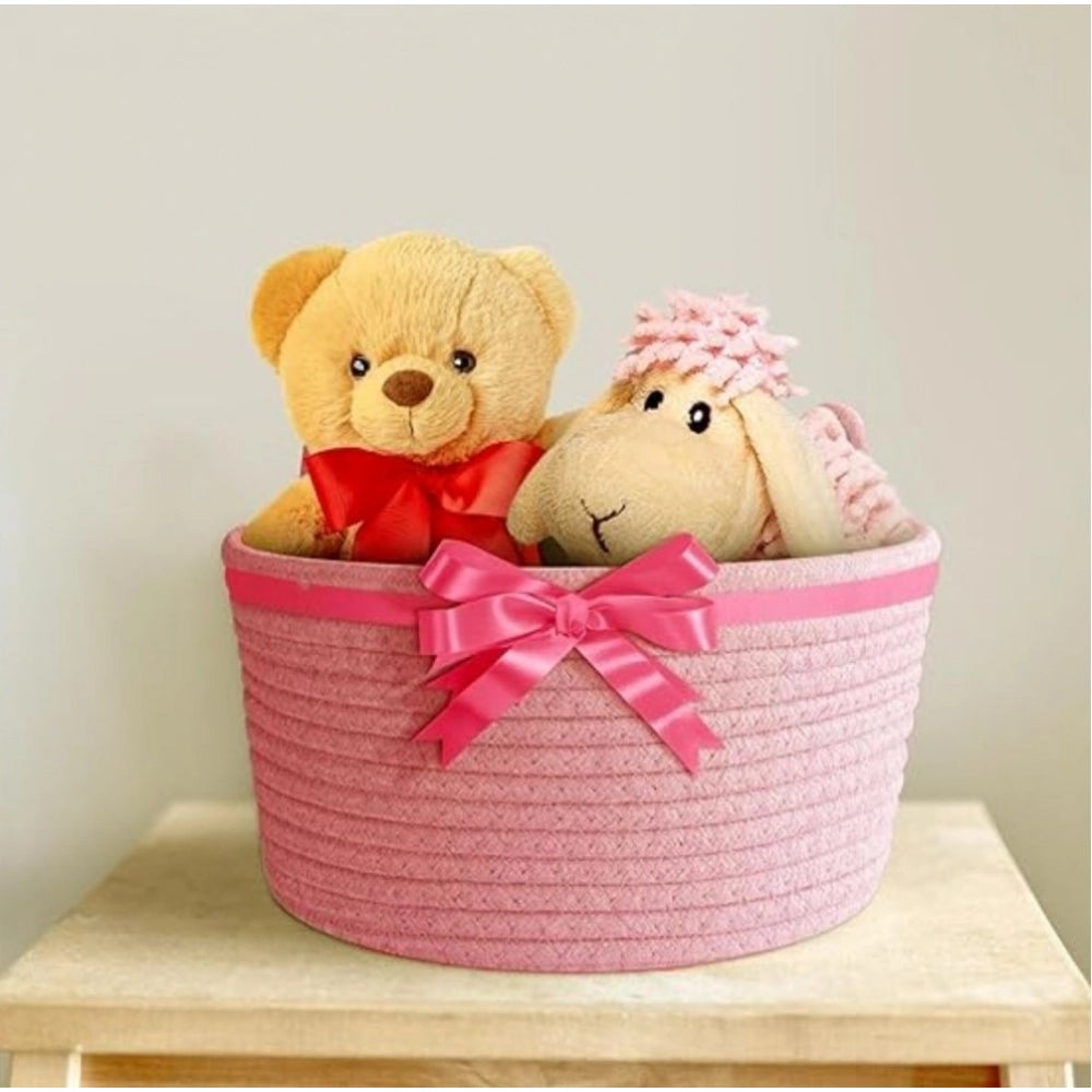 Amfyn Cotton Pack Of_1 Plain Cat Basket 9x5 Inch (Pink)