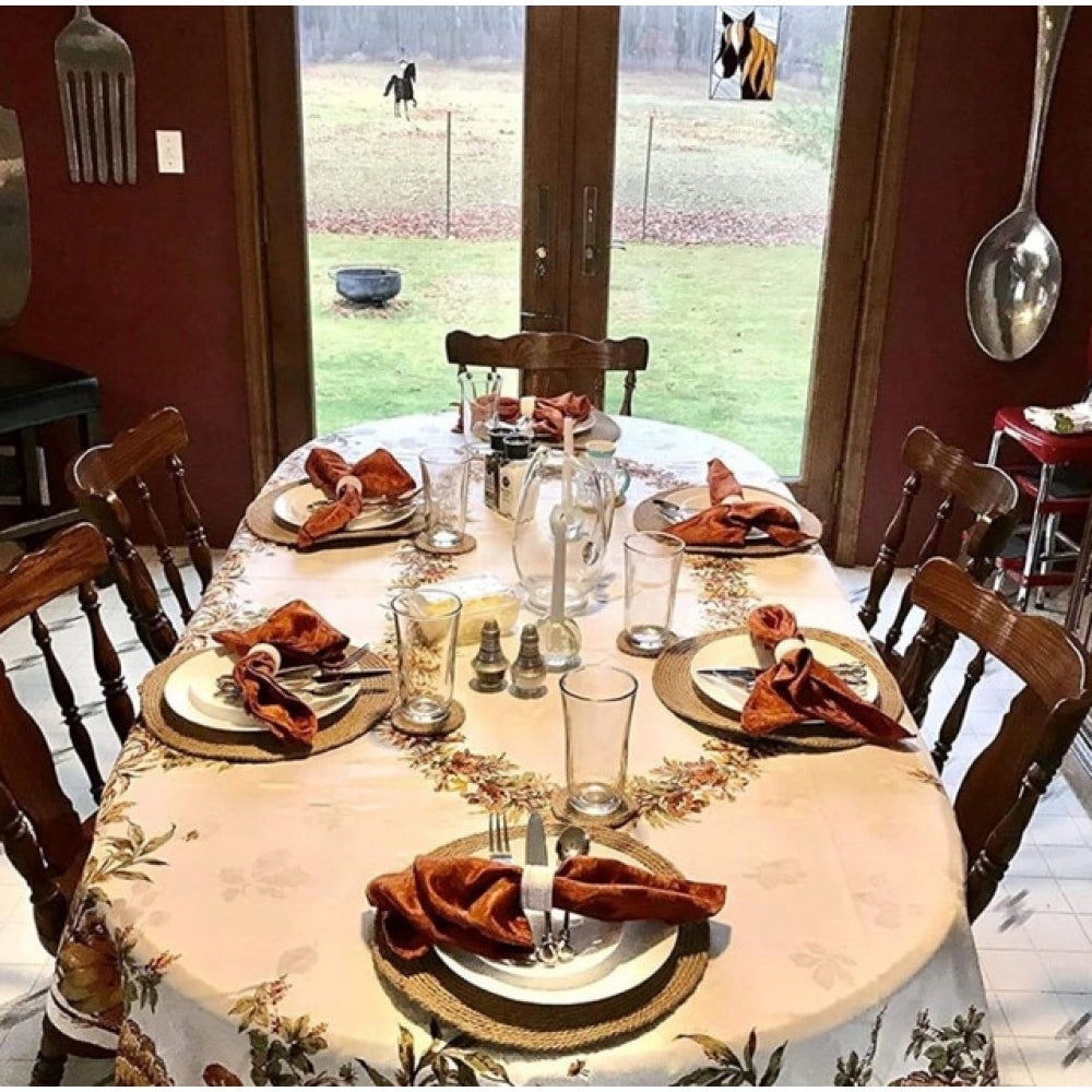 Amfyn Cotton Dining Table Round Placemat Mats Set of 4 (Beige)