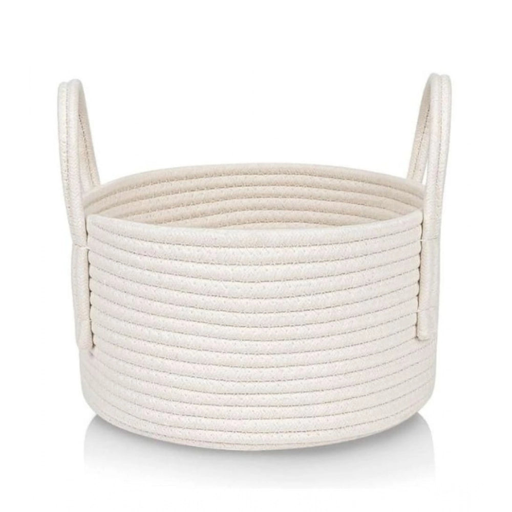 Amfyn Cotton Pack Of_1 Basket 7x5 Inch Storage Basket For Clothes (White)