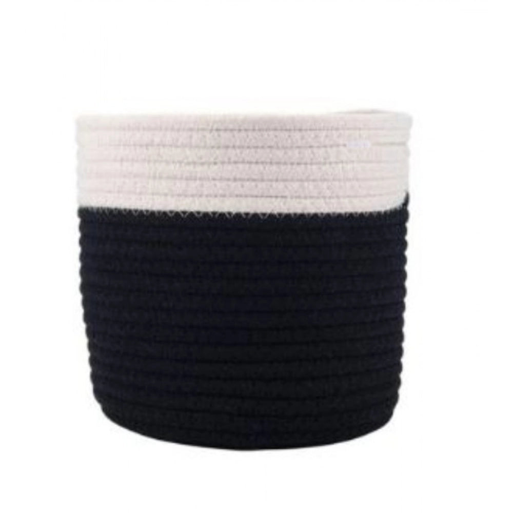 Amfyn Cotton Flower Pot With Out Lid (White-Black)