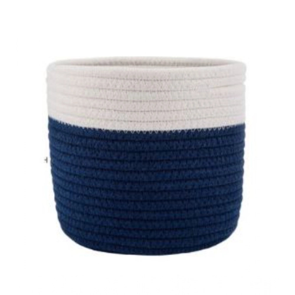 Amfyn Cotton Flower Pot With Out Lid (White-Blue)