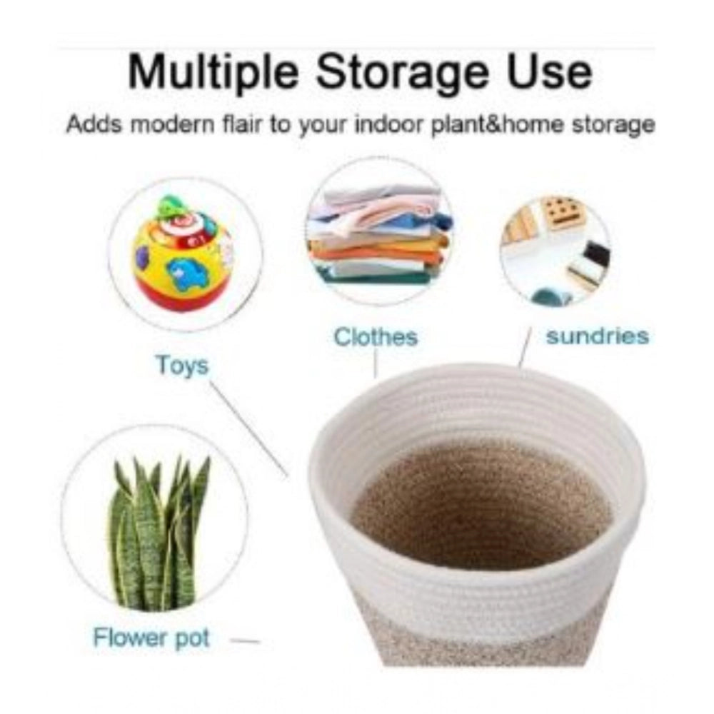 Amfyn Cotton Flower Pot With Out Lid (White-Kidi)