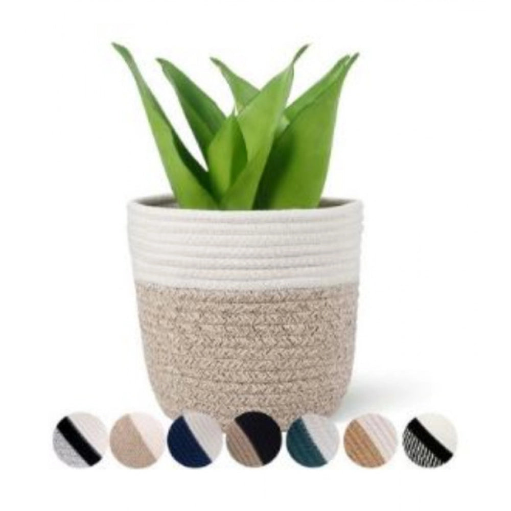 Amfyn Cotton Flower Pot With Out Lid (White-Kidi)