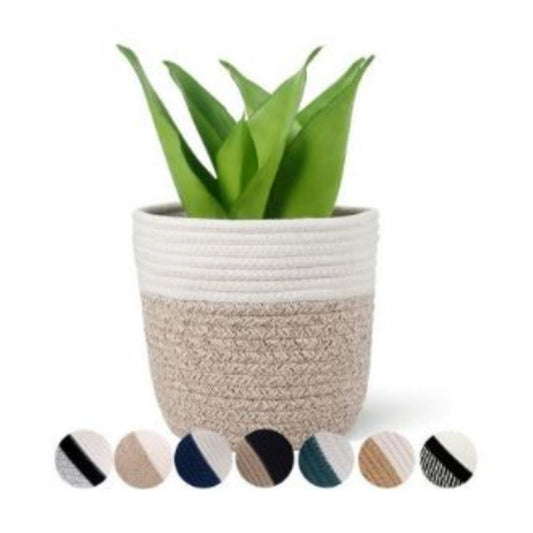 Amfyn Cotton Flower Pot With Out Lid (White-Kidi)