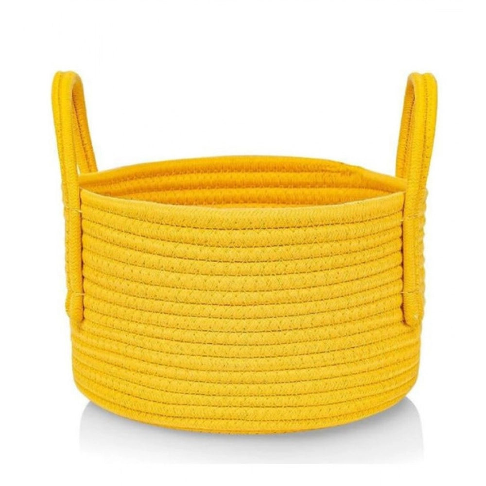 Amfyn Cotton Pack Of_1 Basket 7x5 Inch Storage Basket For Clothes (Yellow)