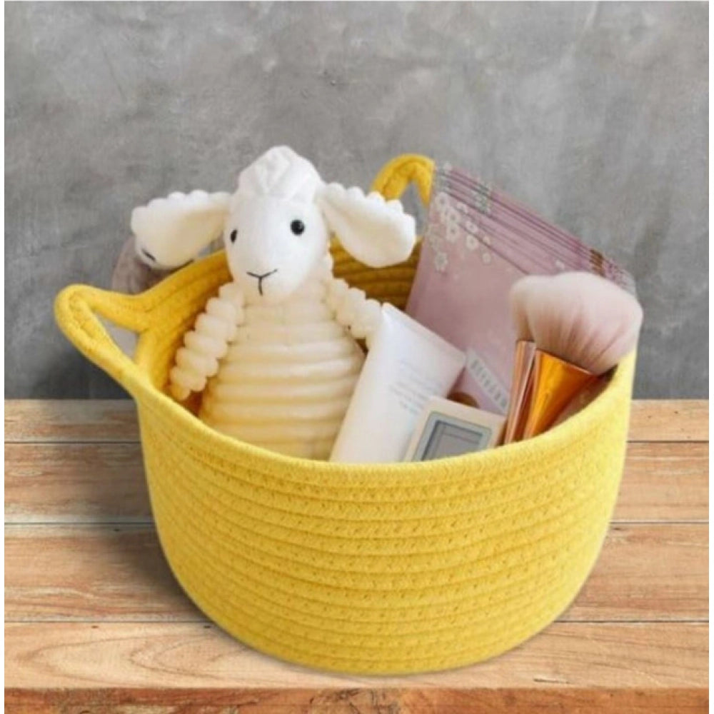 Amfyn Cotton Pack Of_1 Plain Cat Basket 9x5 Inch (Yellow)