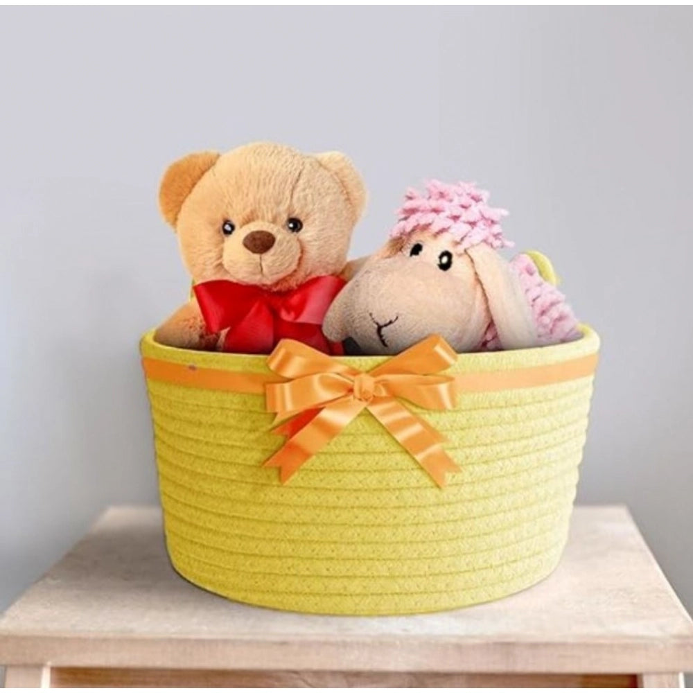 Amfyn Cotton Pack Of_1 Plain Cat Basket 9x5 Inch (Yellow)